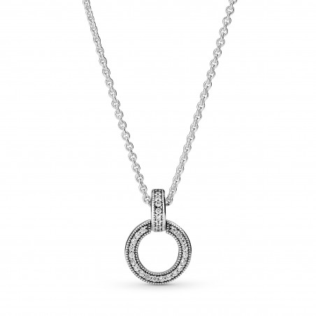 Pandora Bijou argent 925 - Pendentif et Collier Double Cercle 45cm