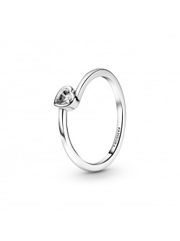 Pandora Bijou argent 925 - Bague Solitaire Coeur Incliné Incolore Taille 56