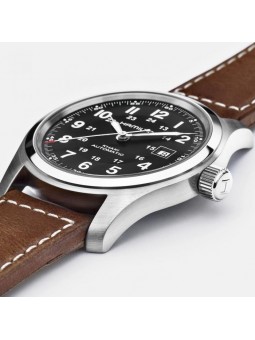 Montre Homme HAMILTON Khaki Field Automatique Noir Cuir Brun - H70555533