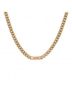 Bijou Emma et Chloé - Collier chaîne Columba nacre rose - Acier doré