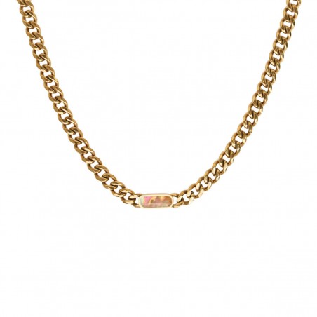 Bijou Emma et Chloé - Collier chaîne Columba nacre rose - Acier doré