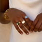 Bijou Emma et Chloé - Bague large Columba nacre rose T54 - Acier doré