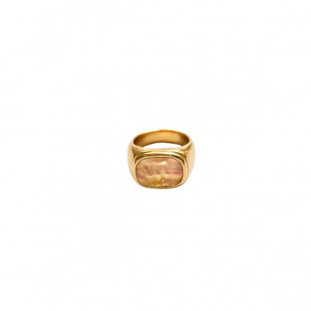 Bijou Emma et Chloé - Bague large Columba nacre rose T52 - Acier doré