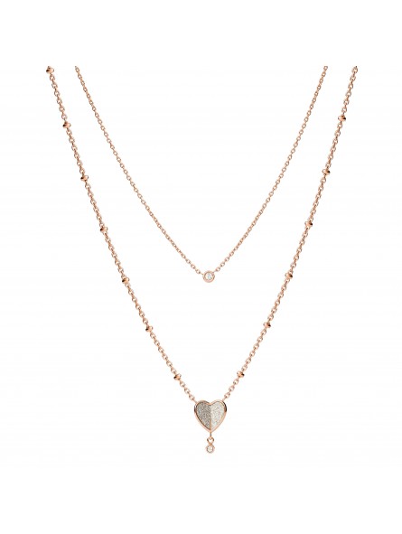 Collier Fossil Acier doré  Rose Collection Folded Hearts JF03648791