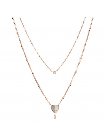 Collier Fossil Acier doré rose Collection Folded Hearts JF03648791