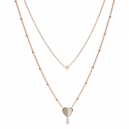 Collier Fossil Acier doré rose Collection Folded Hearts JF03648791