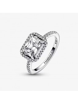 Bague Halo Rectangulaire Scintillant - Taille 52