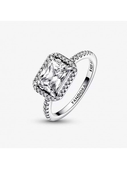 Bague Halo Rectangulaire Scintillant - Taille 52