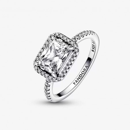 Bague Halo Rectangulaire Scintillant - Taille 52
