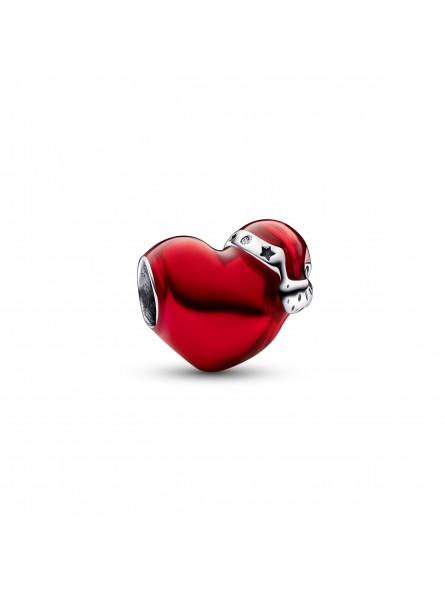 Charm Coeur de Noël Rouge Métallisé