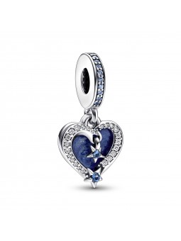 Charm Pendant Double Cur et Étoiles Filantes Célestes