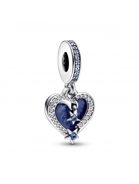 Charm Pendant Double Coeur et étoiles Filantes Célestes