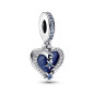 Charm Pendant Double Coeur et étoiles Filantes Célestes