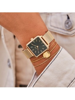 Montre Femme Cluse  La Tétragone Vert Acier Doré Milanais - CG10317