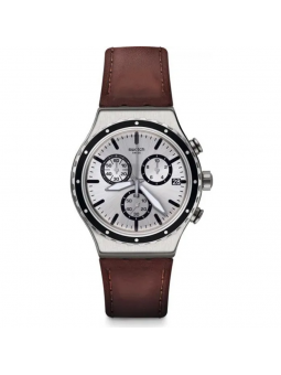 Montre Homme Swatch Grandino Chrono Cuir Brun YVS437