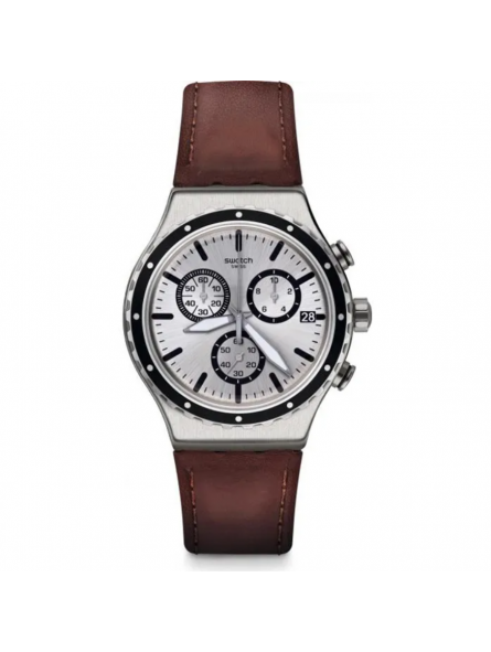 Montre Homme Swatch Grandino Chrono Cuir Brun - YVS437