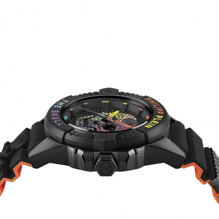 Montre Mixte PHILIPP PLEIN High-Conic Skull Noir Orange Multicolore Silicone - PWAAA1121