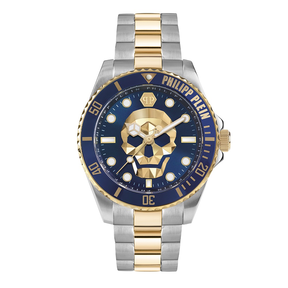 Montre Philipp Plein The $Kull Spikes Homme - Boîtier Acier 45mm - Cadran Crâne - Silicone Noir