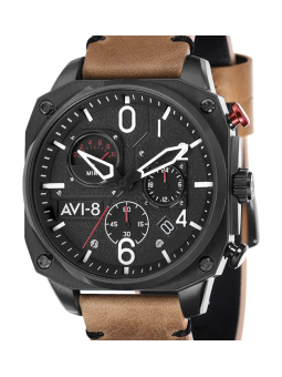 Montre Homme AVI-8 Hawker Hunter Chronographe Cuir Marron Noir - AV-4052-02