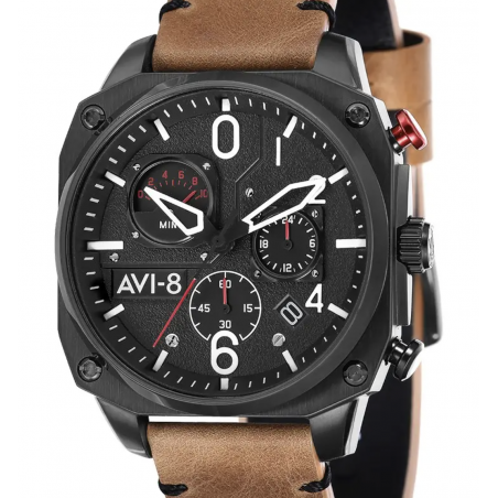 Montre Homme AVI-8 Hawker Hunter Chronographe Cuir Marron Noir - AV-4052-02