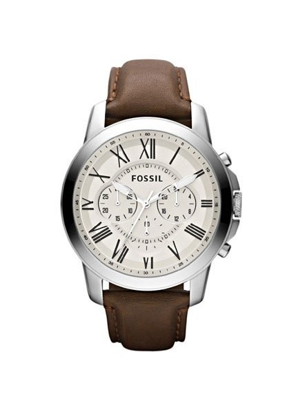 Montre Homme Fossil FS4735 - Collection  GRANT style Mode avec cuir et acier - Mouvement Quartz - Chronographe