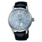Seiko - Montre Homme - Presage - Cadran bleu clair - Bracelet cuir noir - Ref SSA343J1