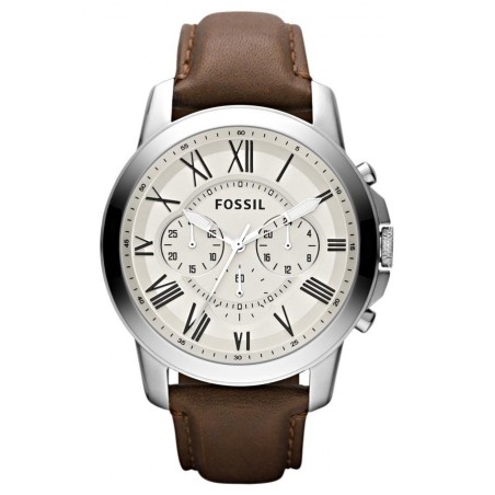 Montre Homme Fossil FS4735 - Collection  GRANT style Mode avec cuir et acier - Mouvement Quartz - Chronographe