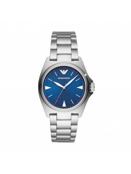 Montre homme Emporio Armani Nicola cadran bleu/bracelet argenté - AR11307