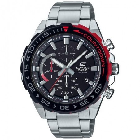 Montre Homme Casio Edifice cadran noir/bracelet acier argenté EFR-566DB-1AVUEF