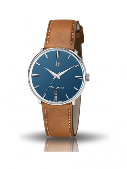 Montre Homme LIP Dauphine Bleu Cuir Vachette Brun - 671429