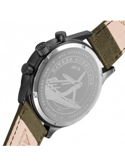 Montre Homme AVI-8 Hawker Hurricane cadran gris/bracelet cuir vert  - AV-4011-0D