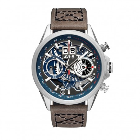 Montre Homme AVI-8 Hawker Harrier II cadran gris/bracelet cuir gris - AV-4065-04