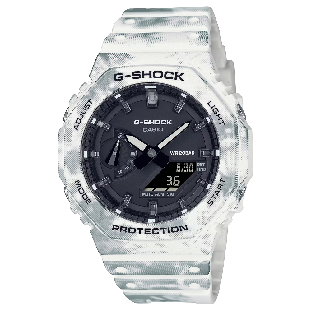 Montre Homme Casio G-Shock résine blanc cadran noir GAE-2100GC-7AER