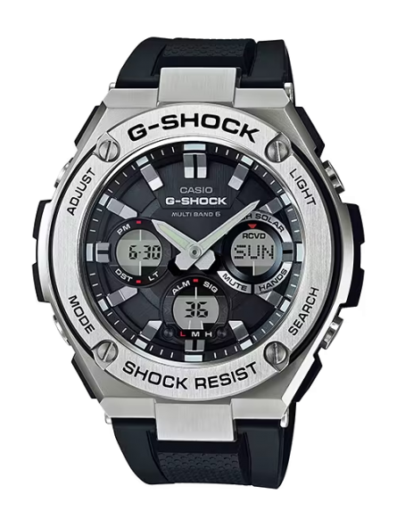 Montre Homme Casio G-Shock boîtier acier gris, cadran noir GST-W110-1AER