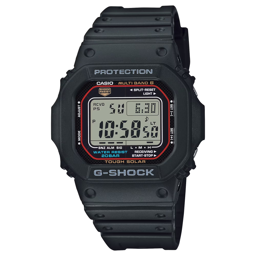 Montre Homme Casio G-Shock digital boîtier acier et cadran noirs, bracelet résine GW-M5610U-1ER