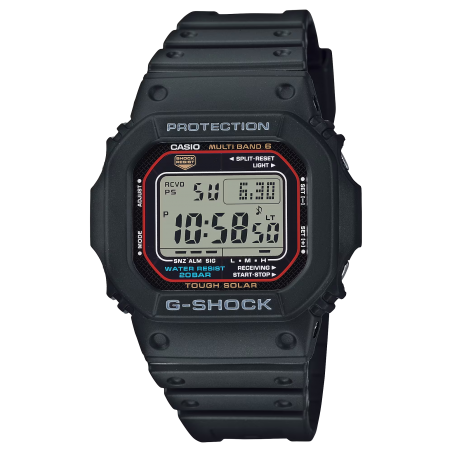 Montre Homme Casio G-Shock digital boîtier acier et cadran noirs, bracelet résine GW-M5610U-1ER