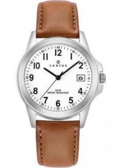 Montre Homme Certus bracelet cuir brun cadran blanc - 610711