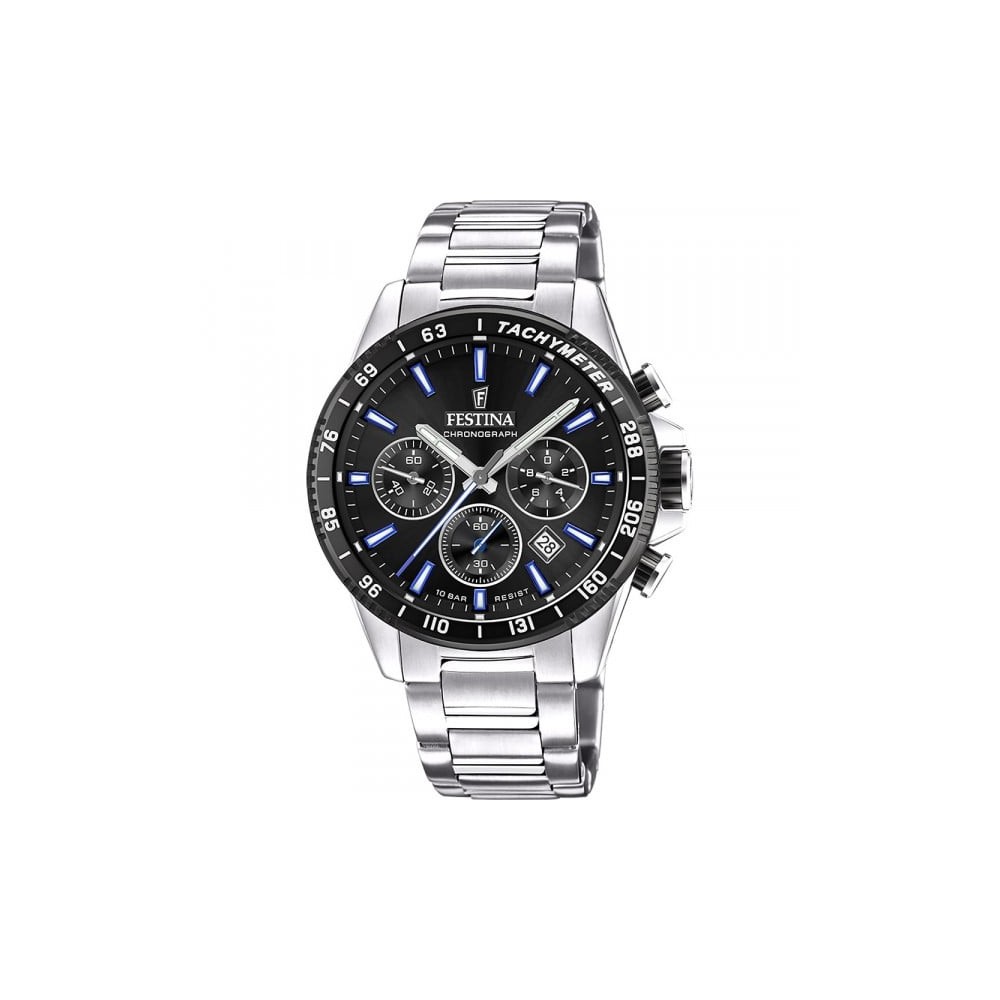 Montre Homme Festina Timeless Chronographe Noir Acier Argenté - F20560/5