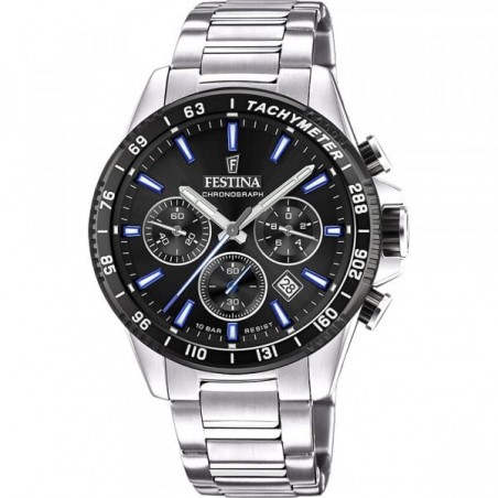 Montre Homme Festina Timeless Chronographe Noir Acier Argenté - F20560/5