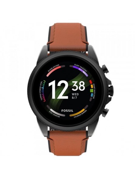 Montre Homme Connectée Fossil Gen 6 Smartwatch en Cuir Marron Ref FTW4062