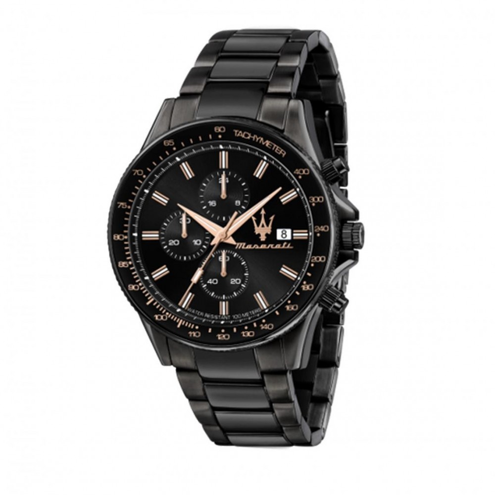 Montre Homme Maserati Sfida Chronographe Noire Or Rose- R8873640011