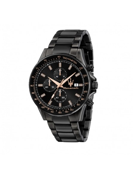 Montre Homme Maserati Sfida Chronographe Noire Or Rose- R8873640011