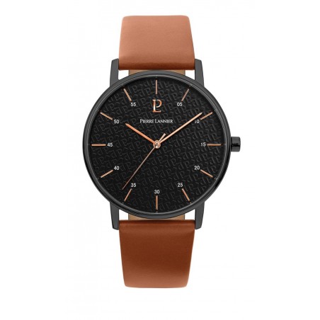 Montre Homme Pierre Lannier Cityline Cadran Noir et Cuir Brun - 203F434