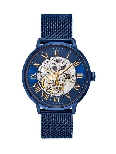 Pierre Lannier - Montre Automatique Homme - Boitier et Bracelet Acier Bleu - Ref 318B468