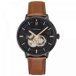 Pierre Lannier - Montre Homme Trio - Boitier Métal Noir - Bracelet Cuir Marron - Ref 335B434
