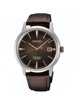 Montre Homme Automatique Seiko Présage en Cuir Marron Ref SRPJ17J1
