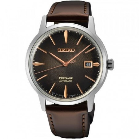 Montre Homme Automatique Seiko Présage en Cuir Marron Ref SRPJ17J1