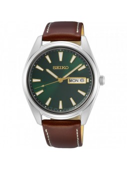 Montre Homme Seiko Classique en Cuir Marron Ref SUR449P1