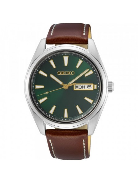 Montre Homme Seiko Classique en Cuir Marron Ref SUR449P1