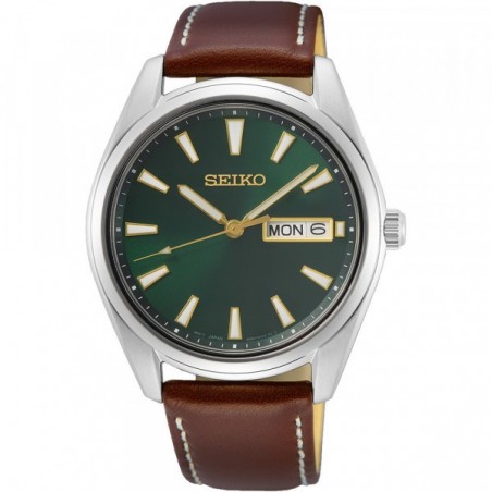 Montre Homme Seiko Classique en Cuir Marron Ref SUR449P1